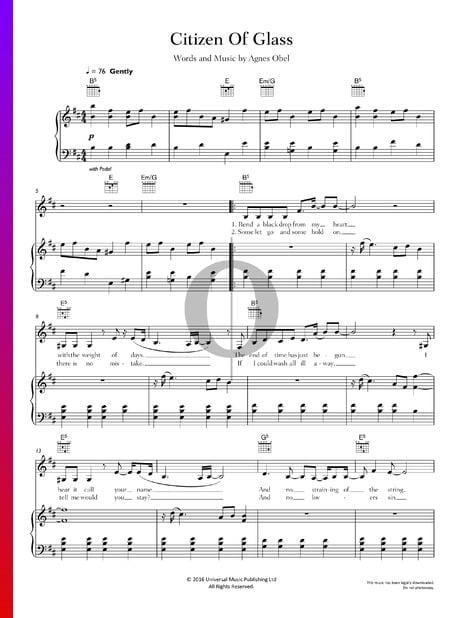 Citizen Of Glass Sheet Music