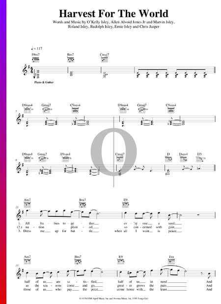Harvest For The World Musik-Noten