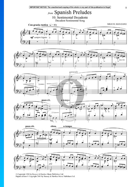 Spanish Preludes: 10. Sentimental Decadente (Decadent Sentimental Song) Musik-Noten