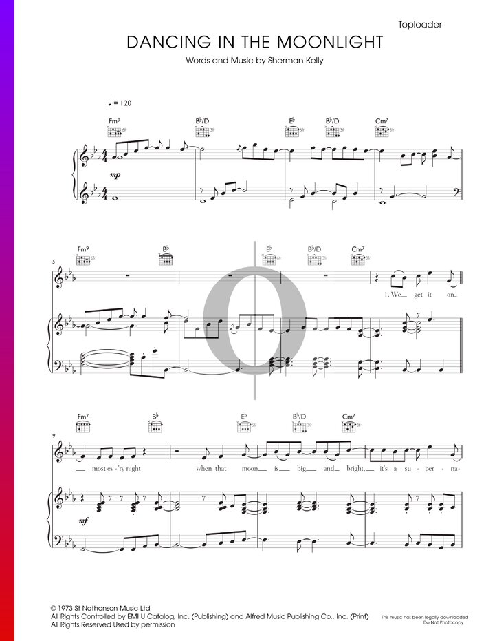 Dancing In The Moonlight (Toploader) Piano Sheet Music - OKTAV