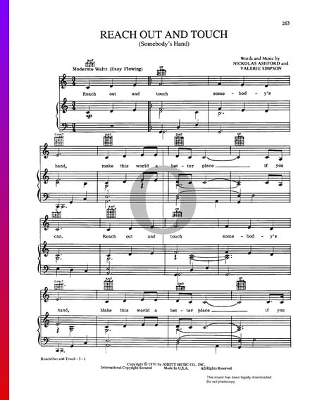 Reach Out And Touch (Somebody's Hand) Sheet Music