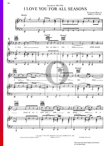 I Love You For All Seasons Sheet Music