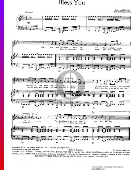 Bless You Musik-Noten