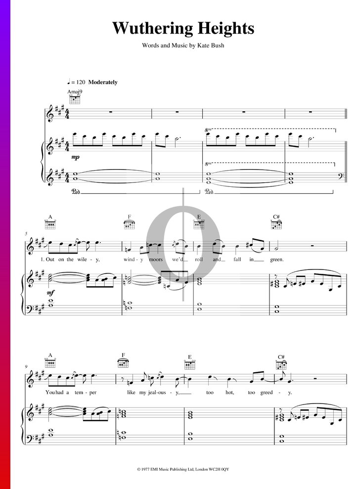 Wuthering Heights Kate Bush Piano Sheet Music OKTAV wuthering-heights-kate-bush-piano-sheet-music-oktav
