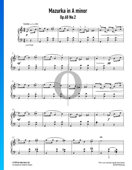 Mazurka in A Minor, Op. 68 No. 2 Sheet Music