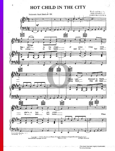 Hot Child In The City Sheet Music