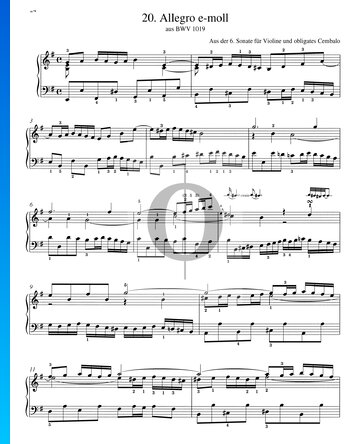 Allegro E Minor, BWV 1019 Spartito