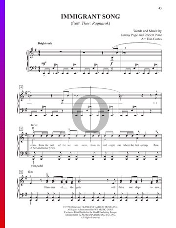 Immigrant Song Sheet Music
