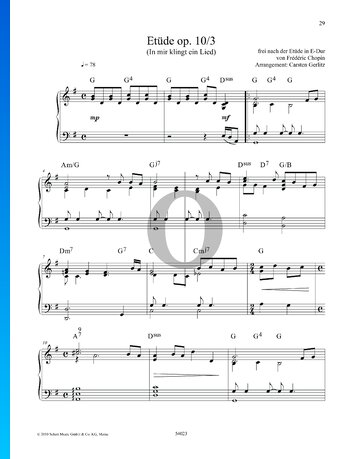 Etude E Major, Op. 10 No. 3 (Tristesse) (Crossover) Partitura