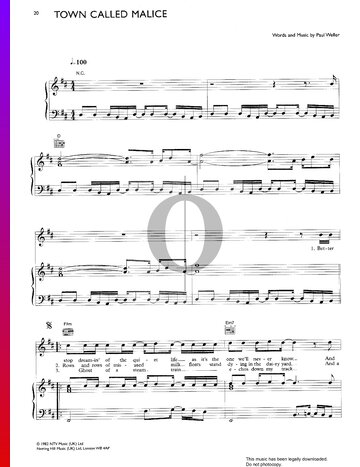 Town Called Malice Sheet Music