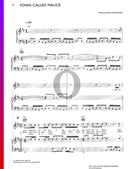 Town Called Malice Sheet Music
