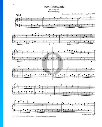 Acht Menuette, KV 315a (315g) Musik-Noten
