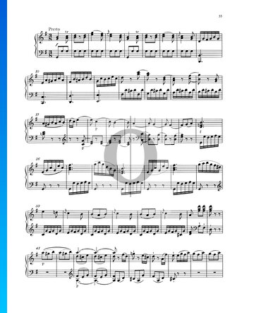 Sonata para piano n.º 5 en sol mayor, KV 283 (189h): 3. Presto Partitura