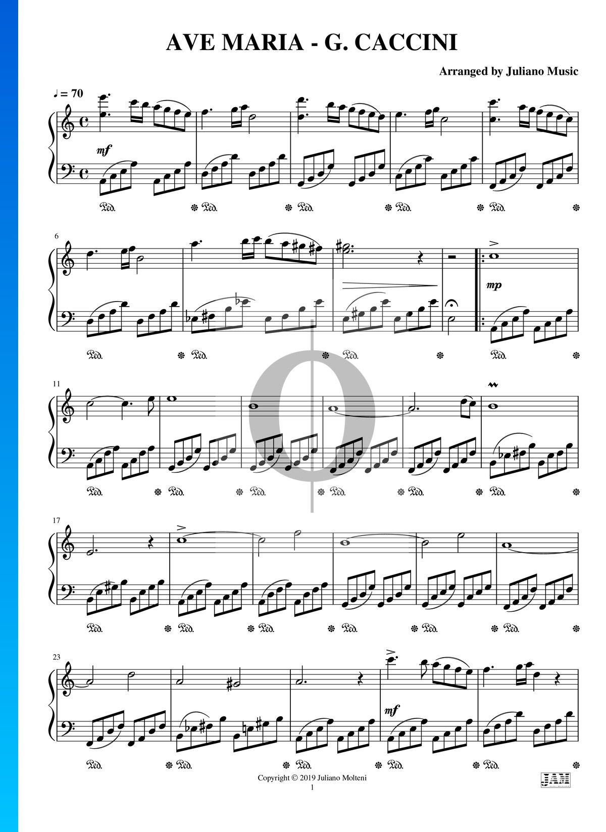 Dentro sentido común Eslovenia Ave Maria Partitura » Giulio Caccini (Piano Solo) | Descarga PDF - OKTAV