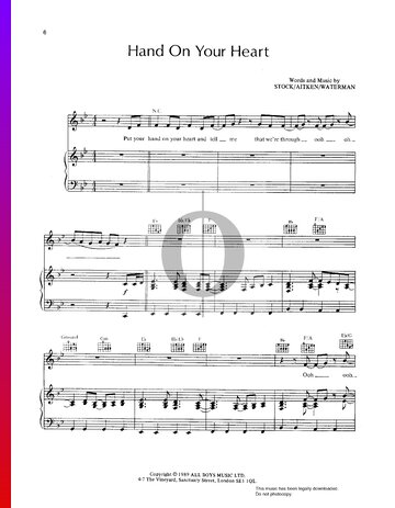 Hand On Your Heart Sheet Music