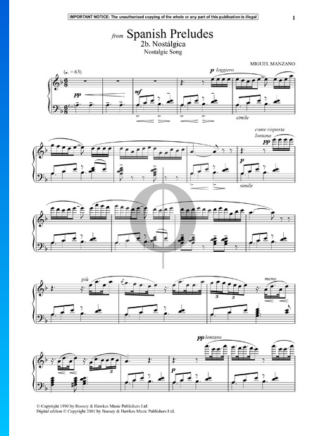 Spanish Preludes: 2b. Nostalgica (Nostalgic Song) Sheet Music