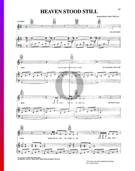 Heaven Stood Still Musik-Noten