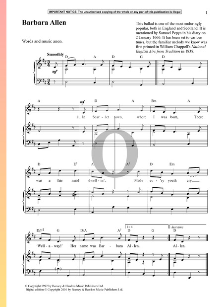 Barbara Allen Partitura
