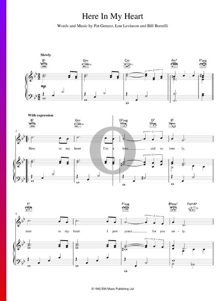 Here In My Heart Musik-Noten