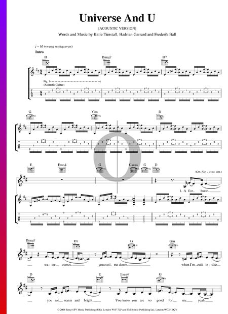 Universe And You Sheet Music