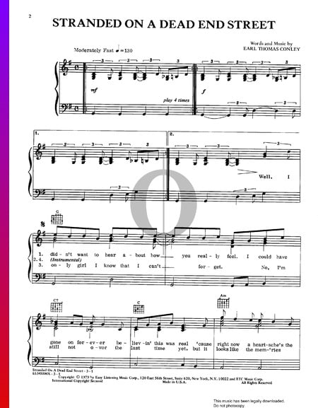 Stranded On A Dead End Street Sheet Music