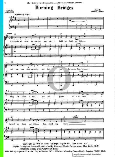 Burning Bridges Sheet Music