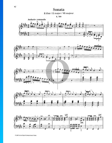 Partition Sonate en Mi majeur, K. 380