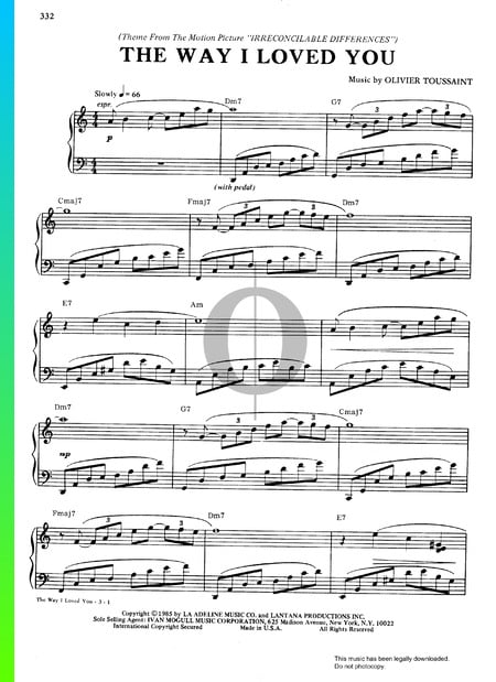 The Way I Loved You Sheet Music
