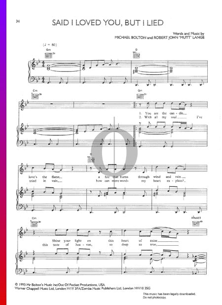 Said I Loved You, But I Lied Musik-Noten