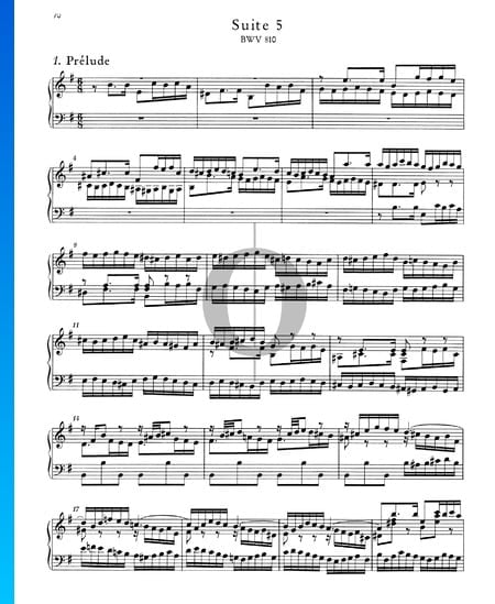 Englische Suite Nr. 5 e-Moll, BWV 810: 1. Prélude Musik-Noten