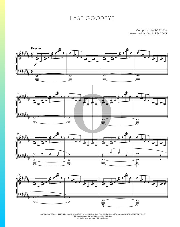 Last goodbye toby fox piano sheet music oktav