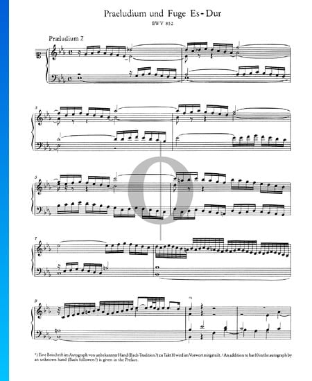 Praeludium 7 Es-Dur, BWV 876 Musik-Noten