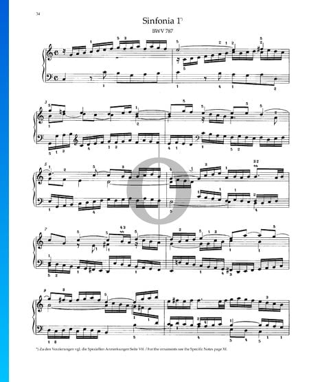 Sinfonia 1, BWV 787 Partition