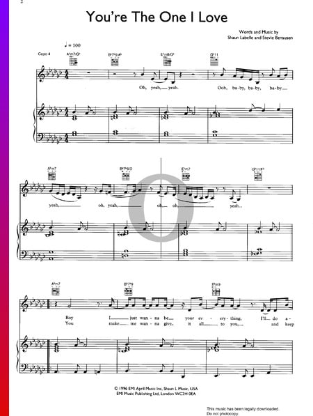 You're The One I Love Musik-Noten