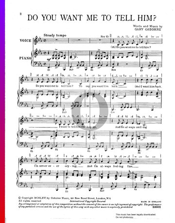 Do You Want Me To Tell Him? Sheet Music