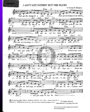 I Ain't Got Nothin' But The Blues Partitura