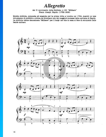 Partition Symphonie en Sol majeur, n° 100 : 2.  Allegretto
