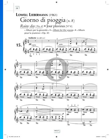 Album for the young, Op. 43: No. 8 Rainy Day Partitura