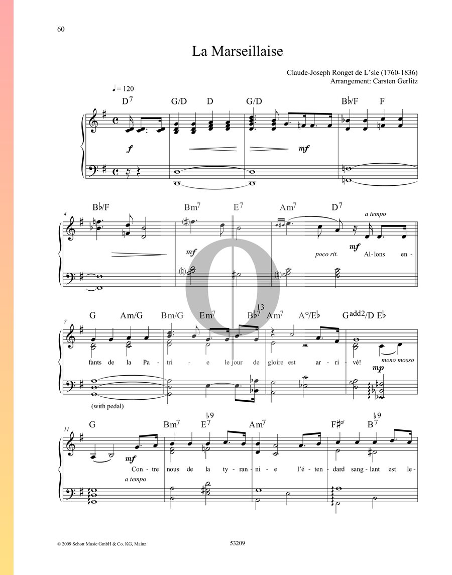 La Marseillaise » ClaudeJoseph Ronget de L’sle Partitions de piano