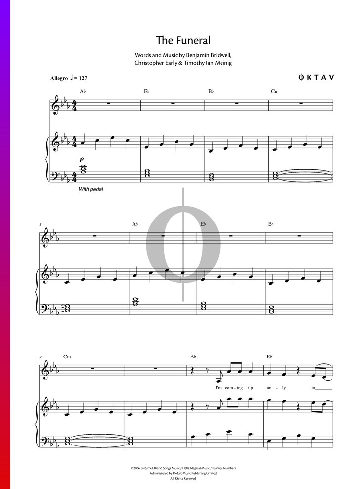 The Funeral (Band of Horses) Piano Sheet Music OKTAV