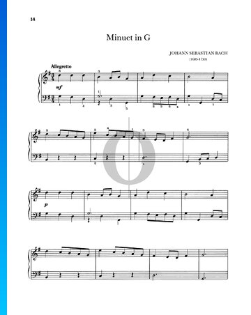 Minuet in G-Dur, BWV 822 Musik-Noten