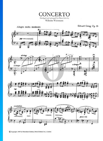 Concerto in A Minor, Op. 16 (Abridged) Sheet Music