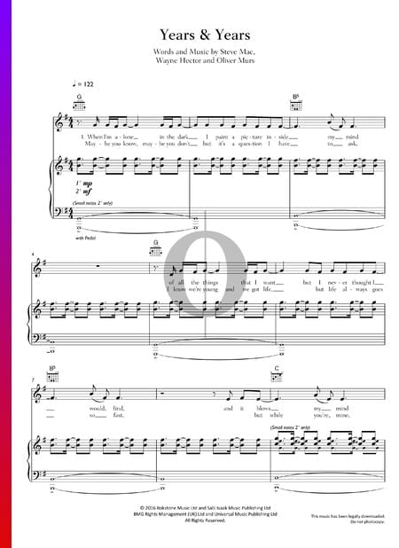 Years And Years Sheet Music