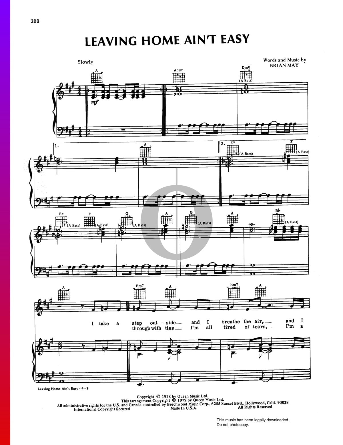 Leaving Home Ain't Easy Sheet Music (Piano, Guitar, Voice) OKTAV