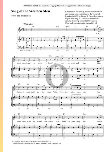 Song Of The Western Men Sheet Music
