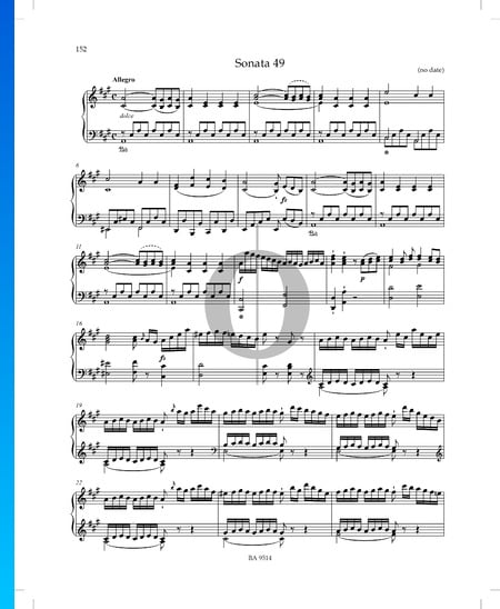 Sonata en la mayor, P. XII: 44: 1. Allegro Partitura