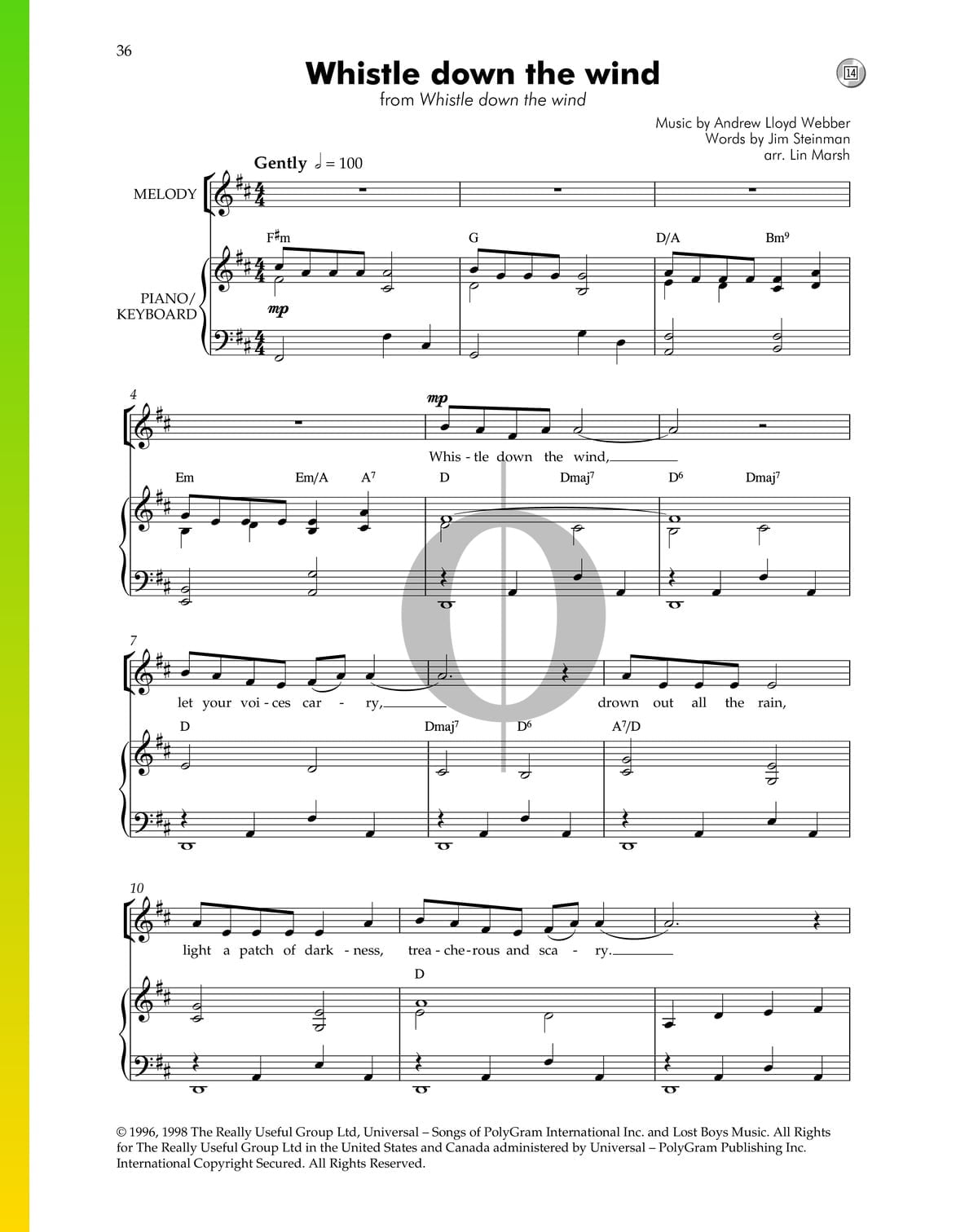 ▷ Whistle Down The Wind Sheet Music (Piano, Guitar, Voice) | PDF 