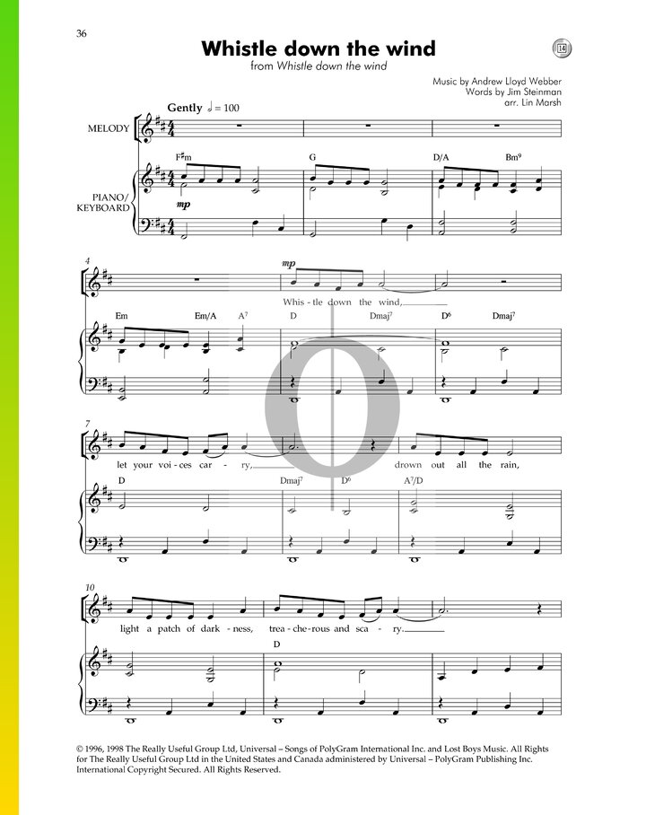 Whistle Down The Wind (Andrew Lloyd ber) Piano Sheet Music OKTAV
