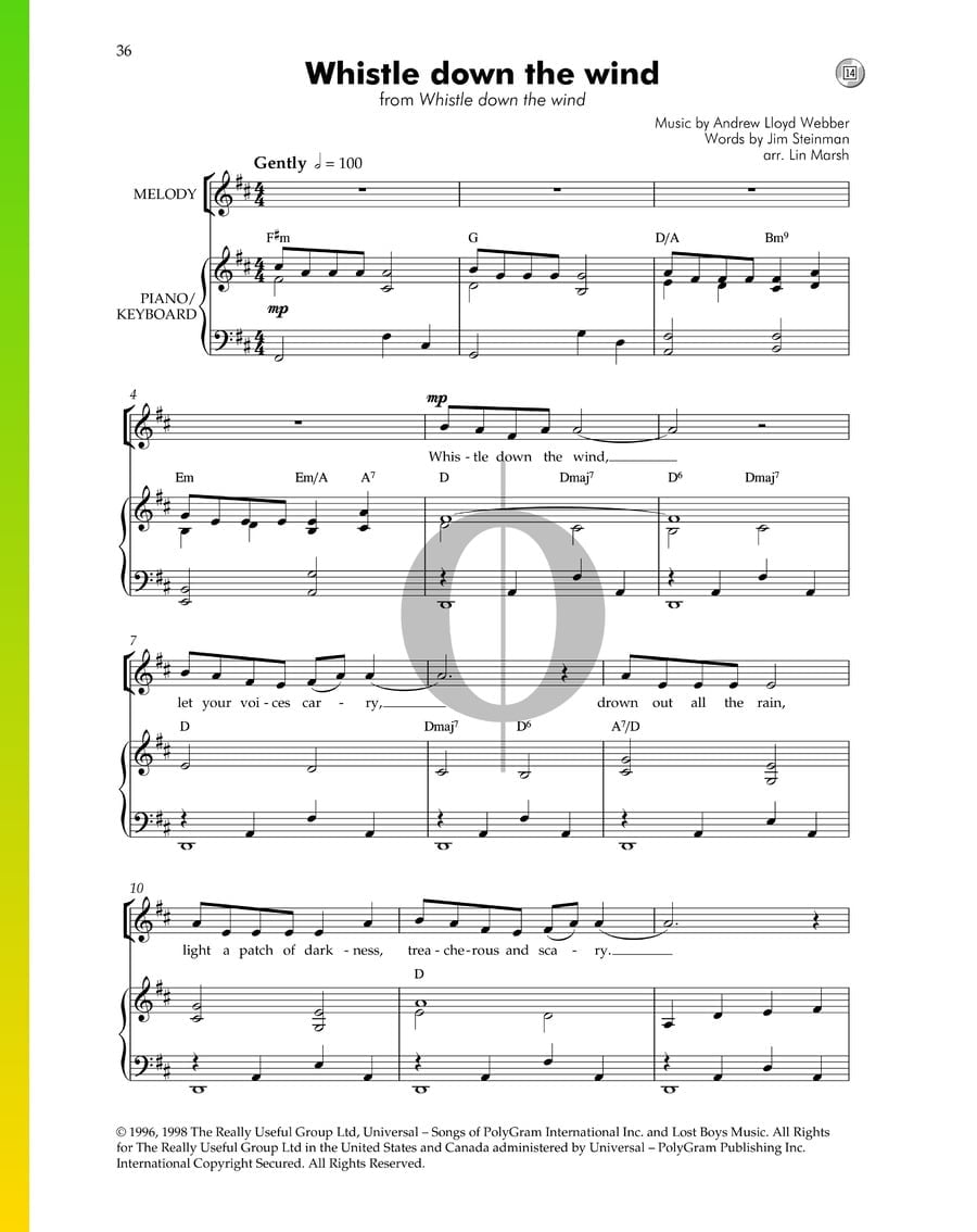 Whistle Down The Wind (Andrew Lloyd ber) Piano Sheet Music OKTAV