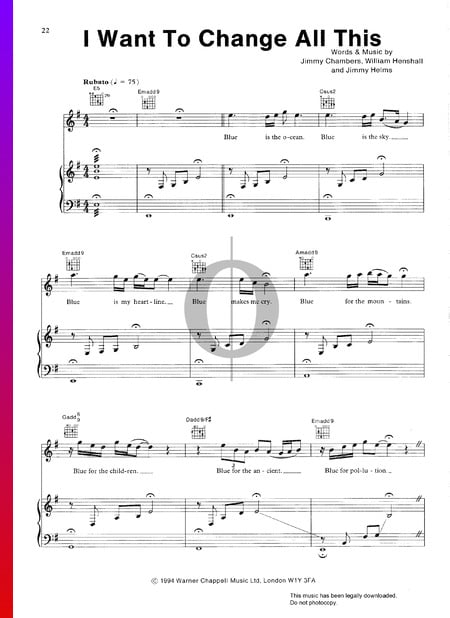 I Want To Change All This Sheet Music